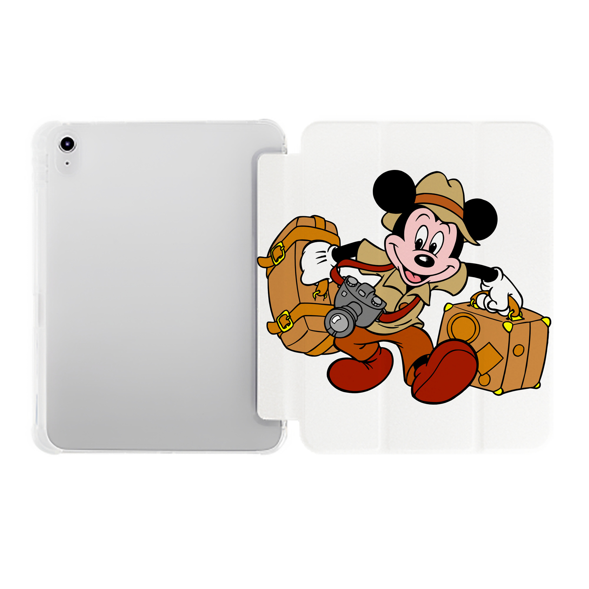 （画像用） ミッキーマウス Mickey Mouse IPad ケース ペン収納付き 三つ折りスタンド PUレザー×シリコン 対応機種9.5/10.5/10.9インチ